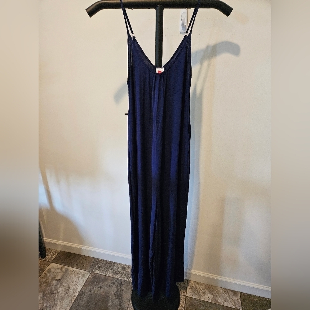 BUENOS NINOS NAVY BLUE JUMPSUIT SIDE POCKETS SPAGHETTI STRAPS SIZE MEDIUM